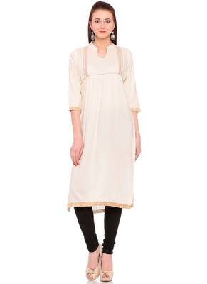 Cream embroidered rayon ethnic-kurtis 1