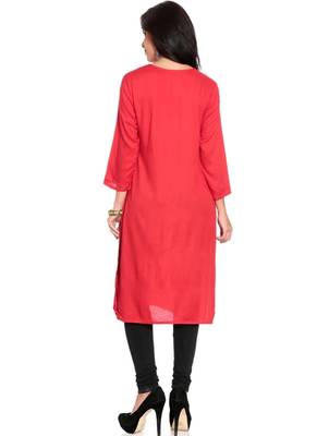 Red embroidered rayon ethnic-kurtis 2