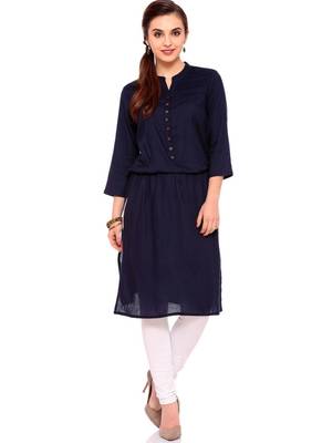 Blue embroidered rayon ethnic-kurtis 1
