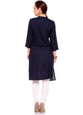 Blue embroidered rayon ethnic-kurtis 2
