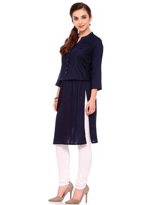 Blue embroidered rayon ethnic-kurtis 3