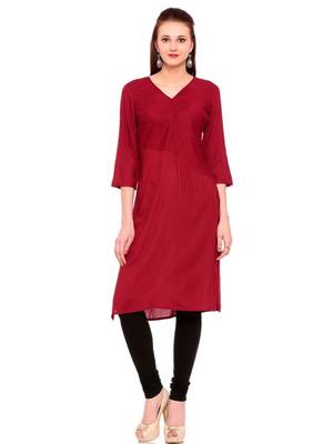 Maroon embroidered rayon ethnic-kurtis 1