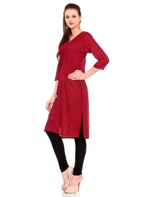 Maroon embroidered rayon ethnic-kurtis 3