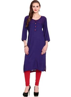 Purple embroidered rayon ethnic-kurtis 1