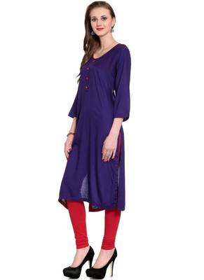 Purple embroidered rayon ethnic-kurtis 3