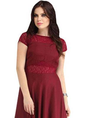 Maroon plain rayon long-kurtis 2