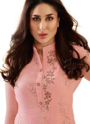 Pink embroidered georgette ethnic-kurtis 2