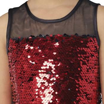 Red embroidered faux net kids-frocks 5