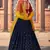 Navy Blue embroidered georgette semi stitched lehenga