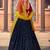 Navy Blue embroidered georgette semi stitched lehenga