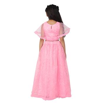 Pink embroidered faux net girls-top-bottom 3