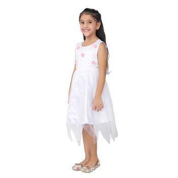 White embroidered net kids-frocks 2