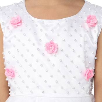 White embroidered net kids-frocks 5