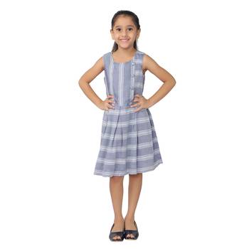 Blue printed cotton kids-frocks 1
