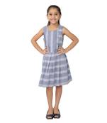 Blue printed cotton kids-frocks