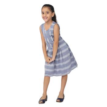 Blue printed cotton kids-frocks 2