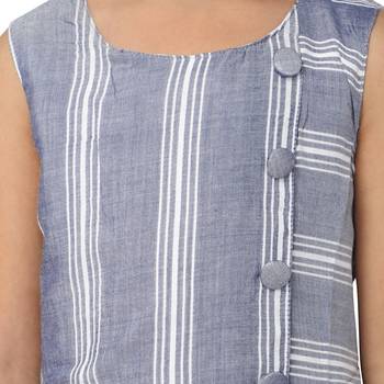Blue printed cotton kids-frocks 3