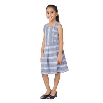 Blue printed cotton kids-frocks 4