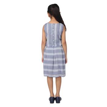Blue printed cotton kids-frocks 5