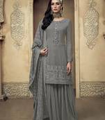 Grey embroidered georgette salwar
