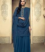 Blue embroidered georgette salwar