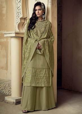 Light-green embroidered georgette salwar 1