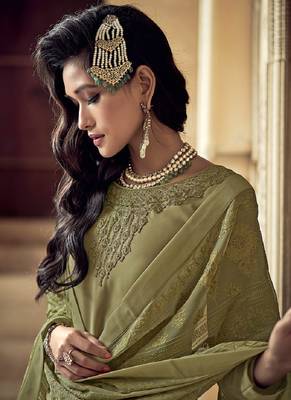 Light-green embroidered georgette salwar 2