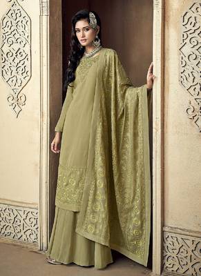 Light-green embroidered georgette salwar 3