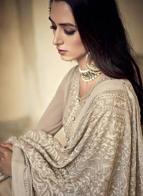 Beige embroidered georgette salwar 2