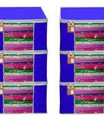ATORAKUSHON   FABRIC 6 PIECE GARMENT STORAGE BAGS WARDROBE ORGANIZER FOR CLOTHES STORAGE BOX SAREE COVER (Royal Blue)