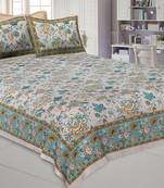 Home Decor Green Floral Pure Cotton Double Bedsheet