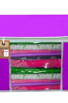 Atorakushon   Fabric 2 Piece Garment Storage Bags Wardrobe Organizer For Clothes Storage Box Saree Cover (Purple)