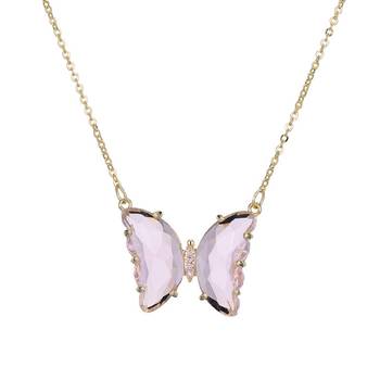 Purple  Crystal Butterfly Pendant With Chain for Women and Girls 1
