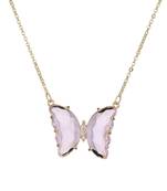 Purple  Crystal Butterfly Pendant With Chain for Women and Girls