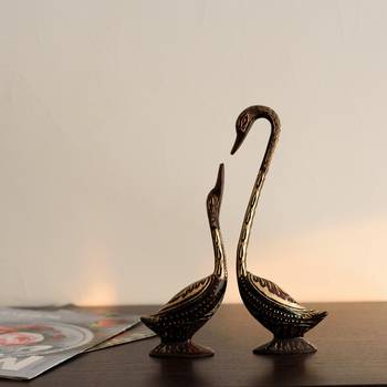 eCraftIndia Brass Peacock Deepak With Bells and Yellow Chain Wall Hanging 7 Oil Wick Diya 1