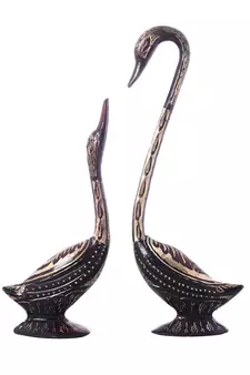 eCraftIndia Brass Peacock Deepak With Bells and Yellow Chain Wall Hanging 7 Oil Wick Diya