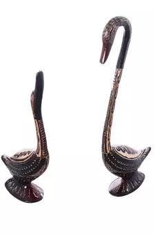 eCraftIndia Brass Peacock Deepak With Bells and Yellow Chain Wall Hanging 7 Oil Wick Diya