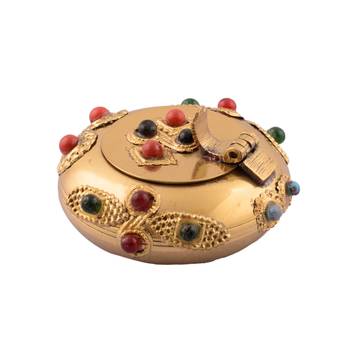 eCraftIndia Panchdeep Ganesha DECORative Carving Brass Diya Stand 1