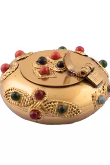 eCraftIndia Panchdeep Ganesha DECORative Carving Brass Diya Stand