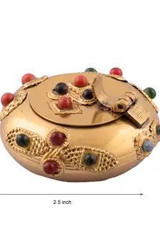 eCraftIndia Panchdeep Ganesha DECORative Carving Brass Diya Stand