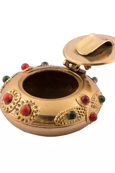 eCraftIndia Panchdeep Ganesha DECORative Carving Brass Diya Stand