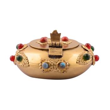eCraftIndia Panchdeep Ganesha DECORative Carving Brass Diya Stand 6