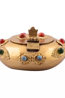 eCraftIndia Panchdeep Ganesha DECORative Carving Brass Diya Stand