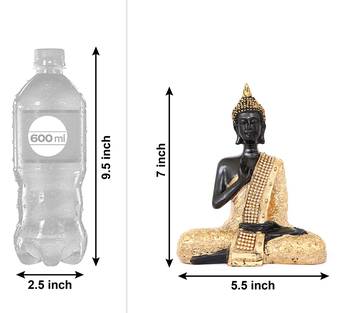 ecraftindia meditating buddha decorative showpiece - black, 30x20 cm 3