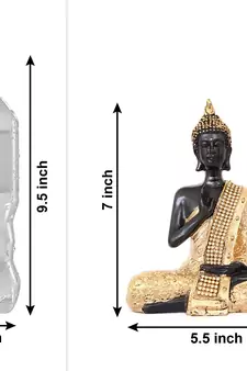 ecraftindia meditating buddha decorative showpiece - black, 30x20 cm