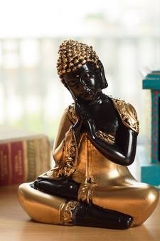 eCraftIndia Brass Buddha Resting Premium Brass Golden Showpiece