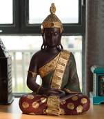 E Craft India Handcrafted Meditating Buddha Showpiece Brown, 30×20 cm