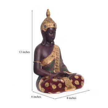 E Craft India Handcrafted Meditating Buddha Showpiece Brown, 30  20 cm 3