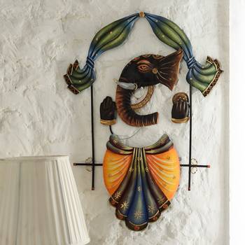 eCraftIndia Wrought Iron Lord Ganesha Wall Hanging DECORative Showpiece 1