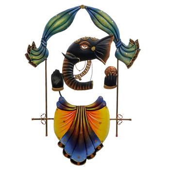 eCraftIndia Wrought Iron Lord Ganesha Wall Hanging DECORative Showpiece 2